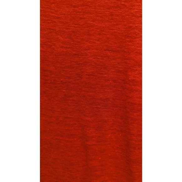 Tahari Red Orange Button-Down Back Linen T-Shirt - Picture 3 of 4
